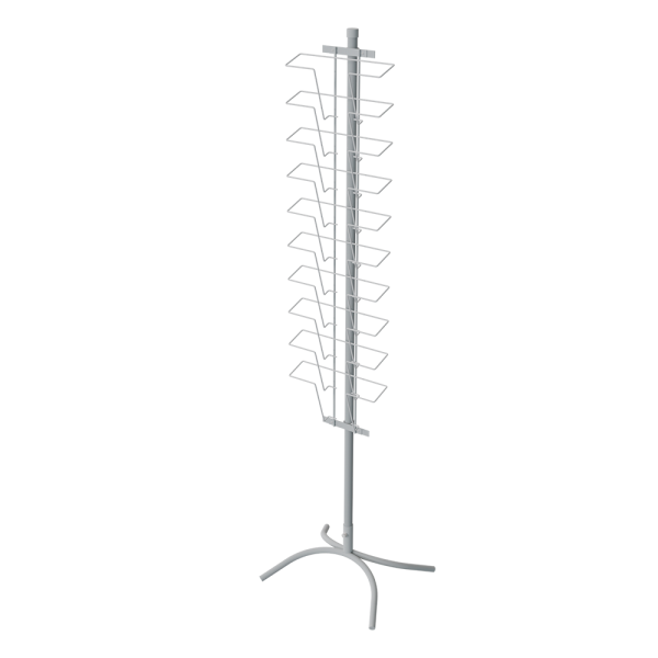 sk_КОМПЛЕКТ Буклетница невращающаяся с дисплеем 10 ячеек А4 горизонтальная,опора Х-образная,RAL9016, Белый