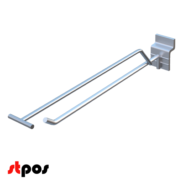 00_Крючок для экономпанели одинарный с ценникодержателем 200мм, d5d4, цинк-хром