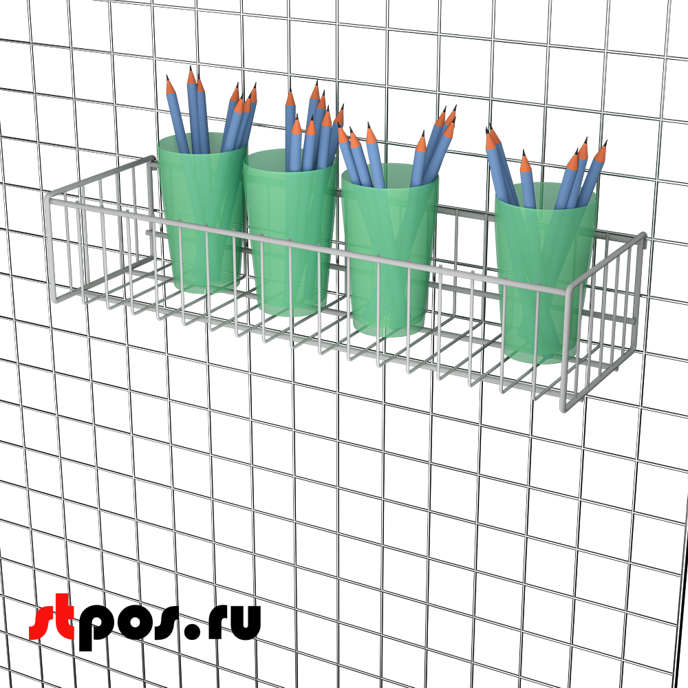 04_Корзина сетчатая на решетку 150х500 мм, h 100 мм Нордика RAL 7016 Глянец