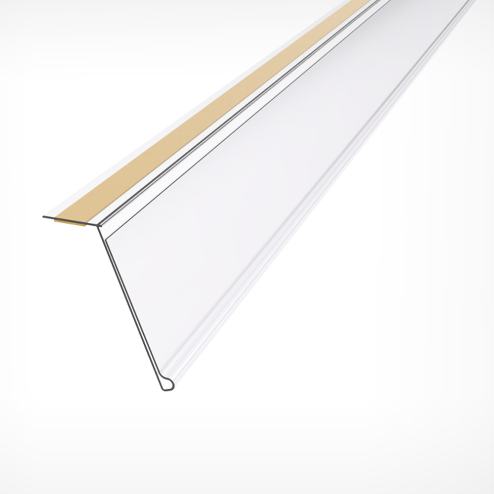 HEL60, ценникодержатель полочный самоклеящийся, с горизонтальным креплением, угол 15°, высота вставки 39мм