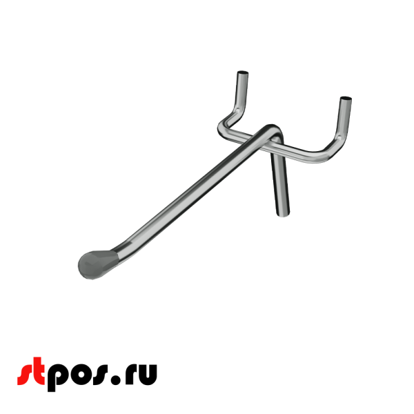 02_Крючок для перфорации одинарный, 100 мм, хром, d4,8мм, Шаг 50 мм