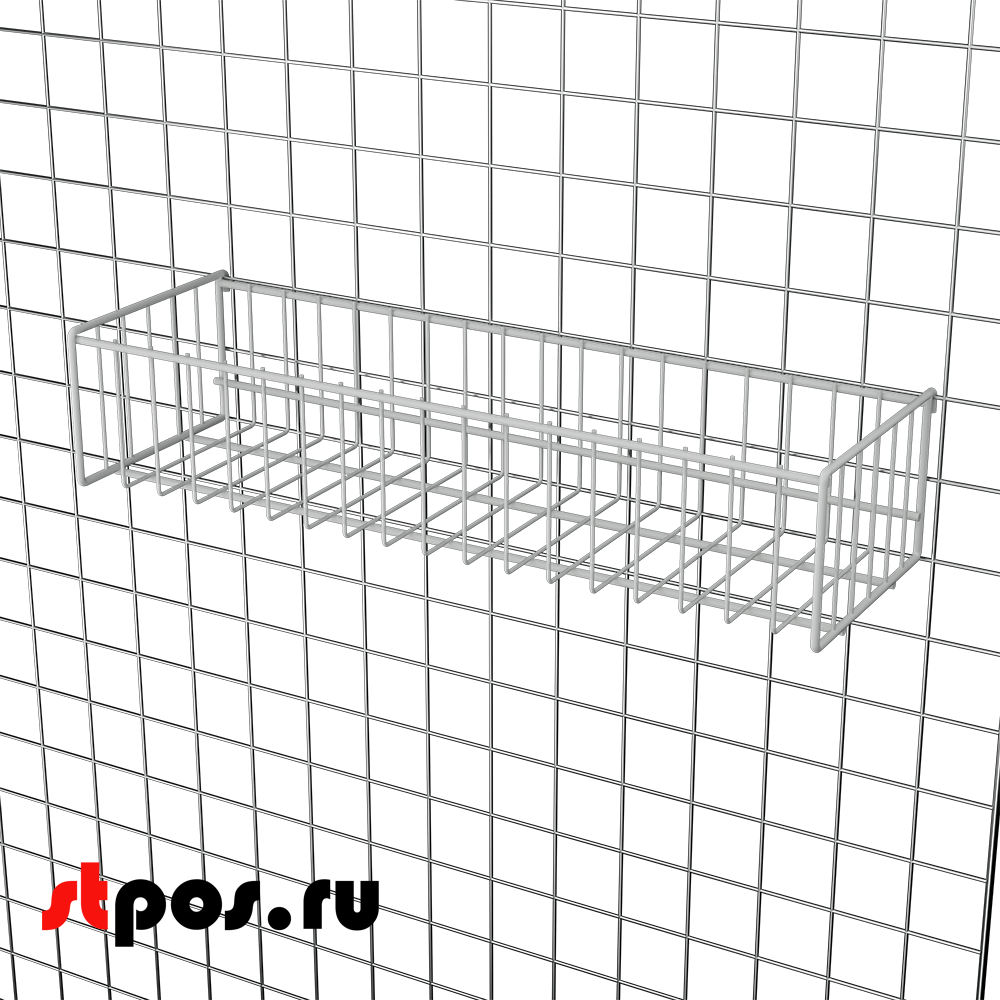 02_Корзина сетчатая на решетку 150х500 мм, h 100 мм Нордика RAL 9016