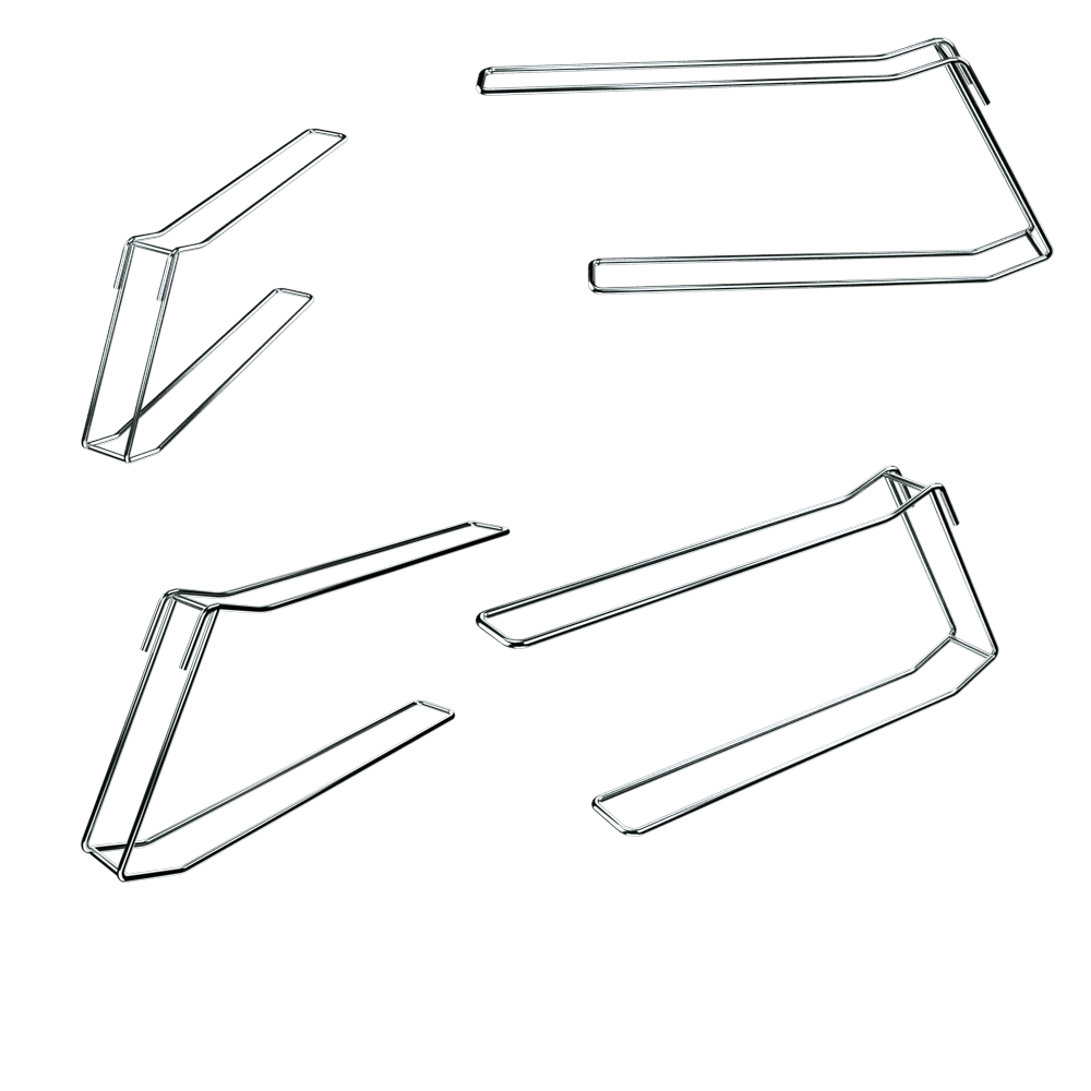 03_Кронштейны для презентации обуви на решётку и сетку. Диаметр крючка — 5 мм, покрытие — цинк-хром. На фото — вид сбоку.