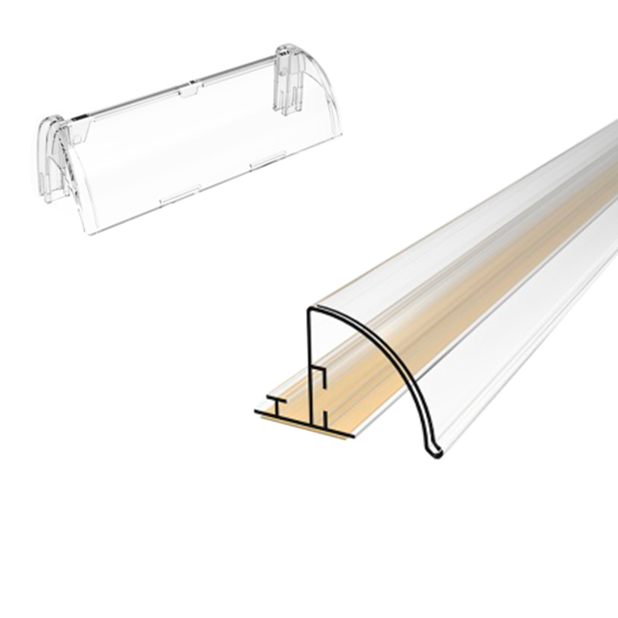 PRO30 Закругленные полочные профили со вставкой высотой 30 мм с Т-профиль