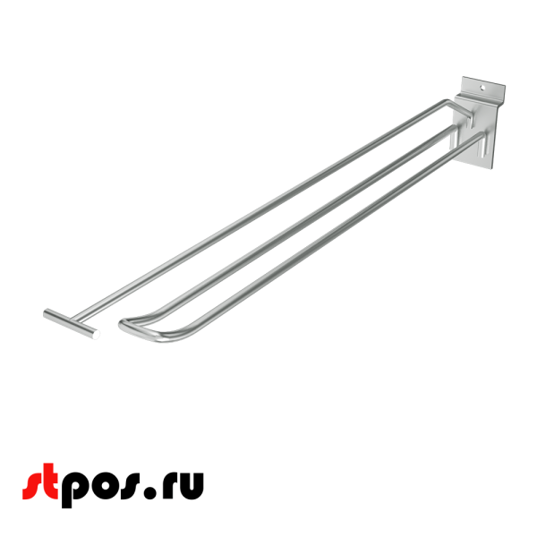 02_Крючок для экономпанели двойной с ценникодержателем, 300мм, d4,8, Хром
