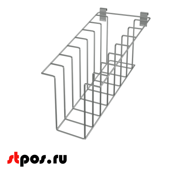 00_Навесная полка на сетку 8 отсеков 330х550х290мм, хром