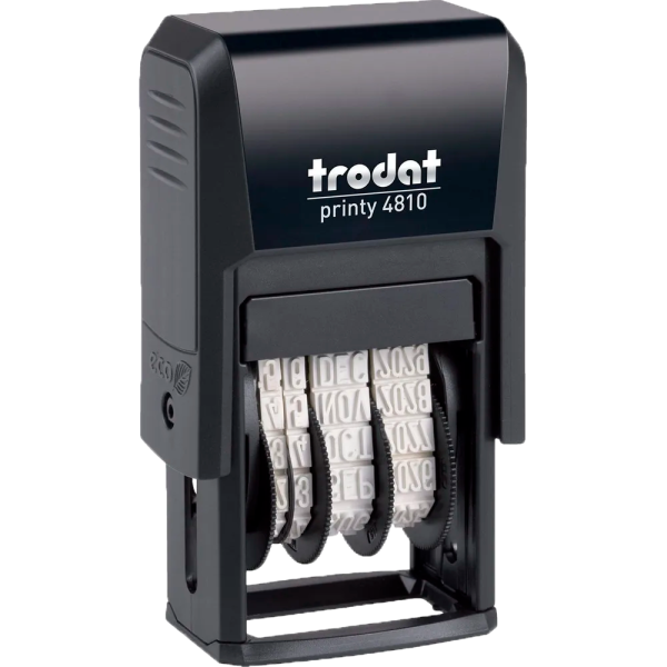 00_Датер автоматический TRODAT PRINTY 4810, оттиск 20х4мм, шрифт синий рус 3,8мм, прямоугольный, черный