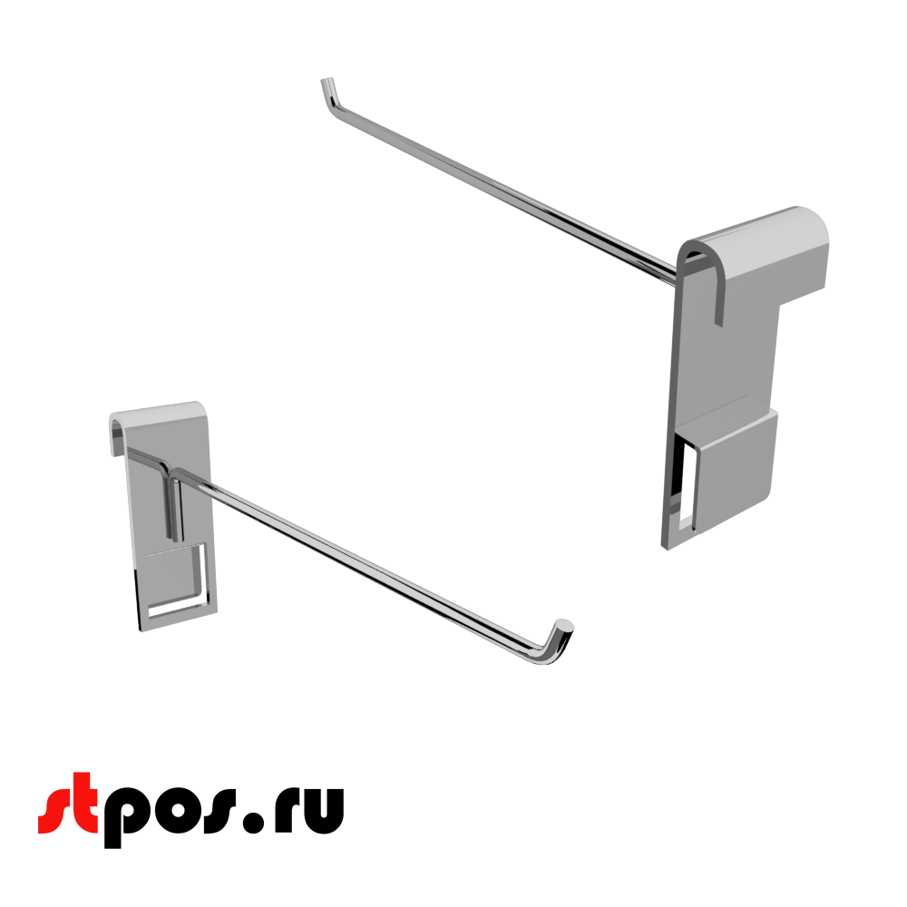 00_Крючок на решетку (сетку) 200мм, d6 мм, крепление пластина хром