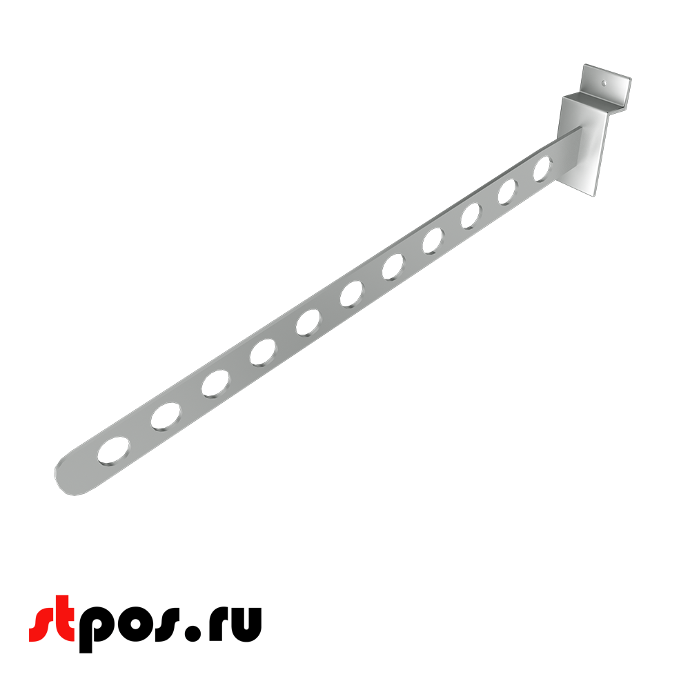 00_Кронштейн для экономпанели наклонный прямой, 400мм, 11 отверстий, F 106, хром