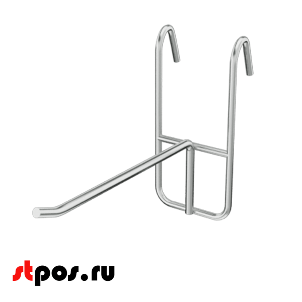 02_Крючок на решетку (сетку), 100 мм, d6 мм, крепление-зацеп, хром