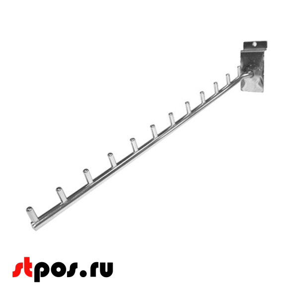 00_Кронштейн для экономпанели наклонный прямой 350мм хром, 12 штырей, B-536 K28, хром (М)