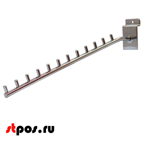 00_Кронштейн для экономпанели наклонный прямой 350мм, 8 штырей, хром