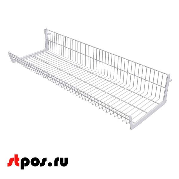 00_Основание корзины сетчатой навесной 400х1250х200 мм (унив. для 25/50 серии), Глянец, RAL9016 Белый