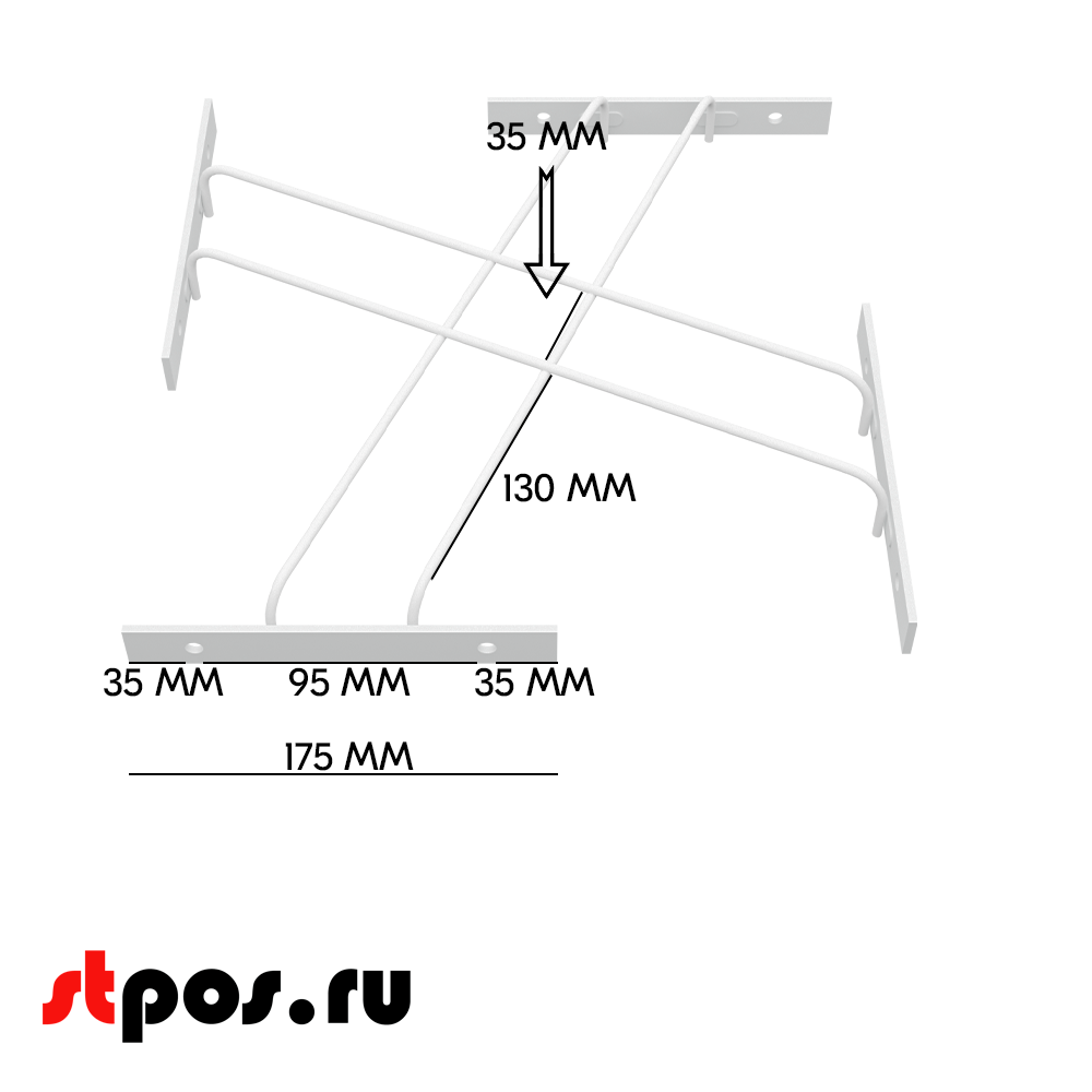 02_Квадрат 184х8 со смещением для крепления дисплеев разных форматов, RAL9016, Белый