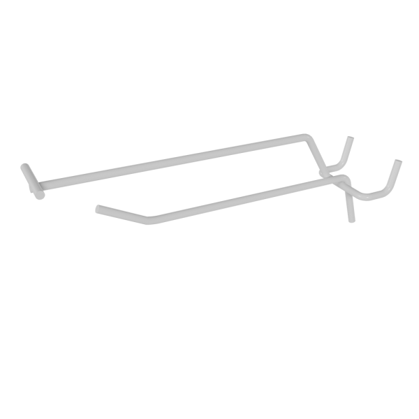 00_Крючок для перфорации одинарный с ценникодержателем 150мм, RAL9016 Белый, d4/d4, шаг 45