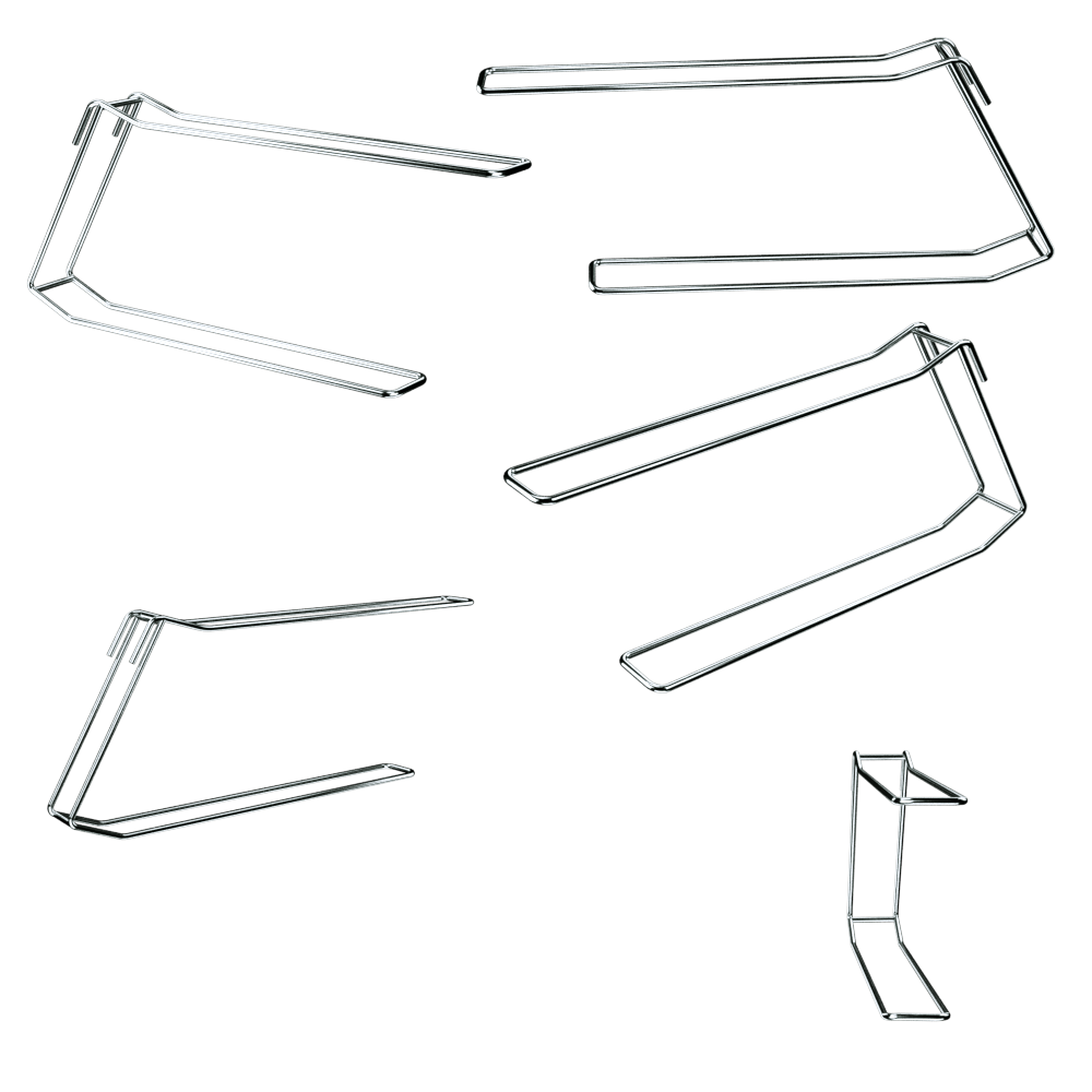 04_Кронштейны для презентации обуви на решётку и сетку. Диаметр крючка — 5 мм, покрытие — цинк-хром. На фото — вид сбоку.