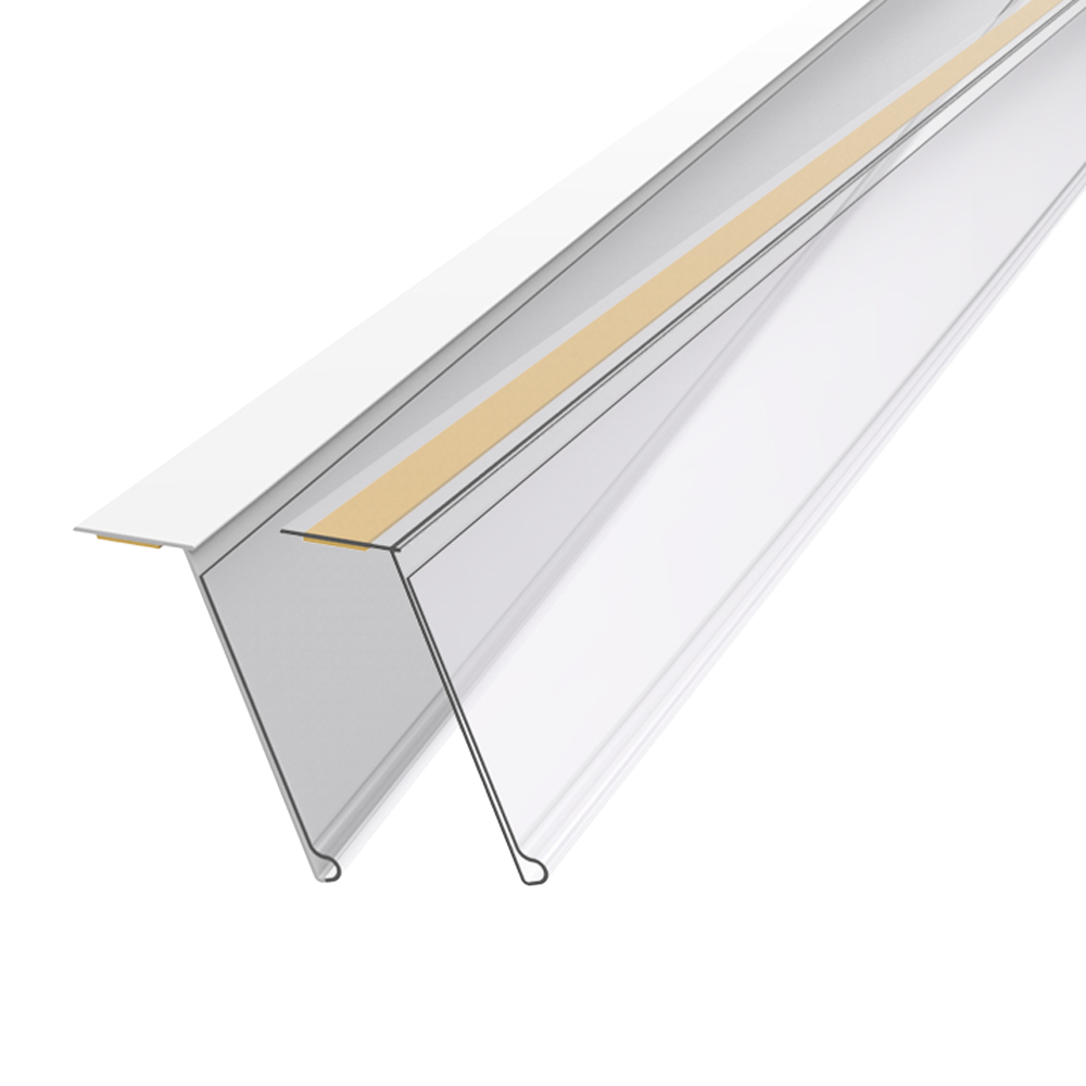 HEL39, ценникодержатель полочный самоклеящийся, с горизонтальным креплением, угол 15°, высота вставки 39мм