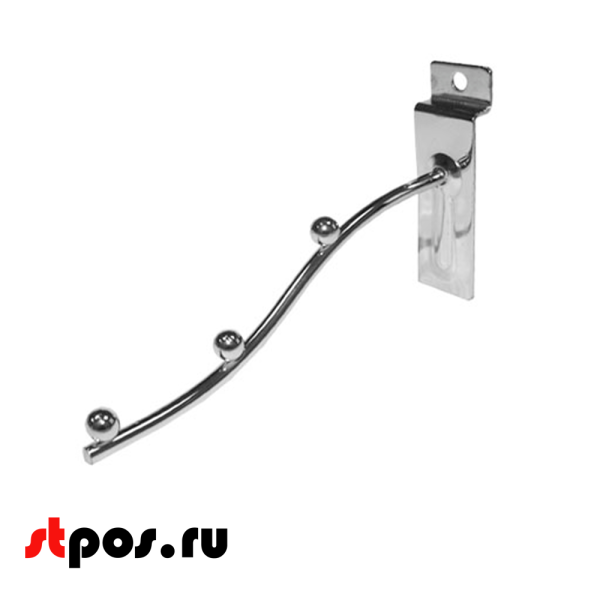00_Кронштейн для экономпанели наклонный изогнутый, 150мм, 3 шара, хром