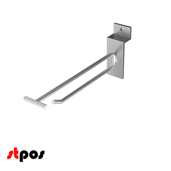 00_Крючок для экономпанели одинарный с ценникодержателем 150мм, d4.8, хром