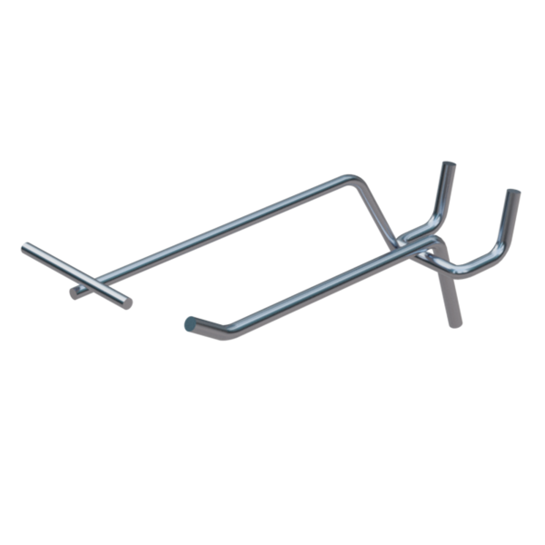 sk_Крючок для перфорации одинарный с ценникодержателем 100мм, цинк-хром, d4/d3мм, шаг 25, BUDGET