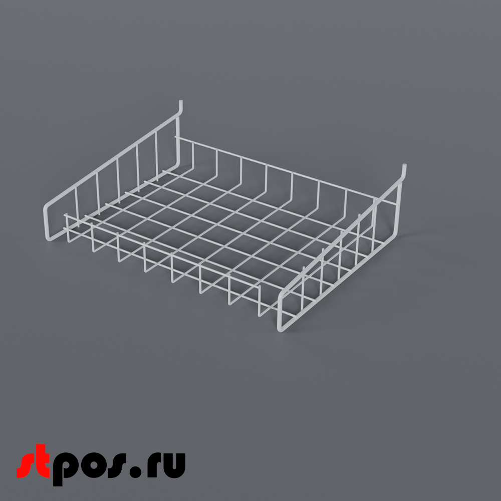 00_Полка-корзина прямая для перфорации ПФ-425, 425х320мм, RAL9016, Белый