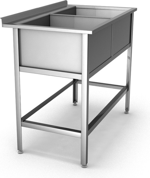 01_Ванна моечная двухсекционная сварная с бортом под смеситель ВМП2х5, оцинкованная сталь