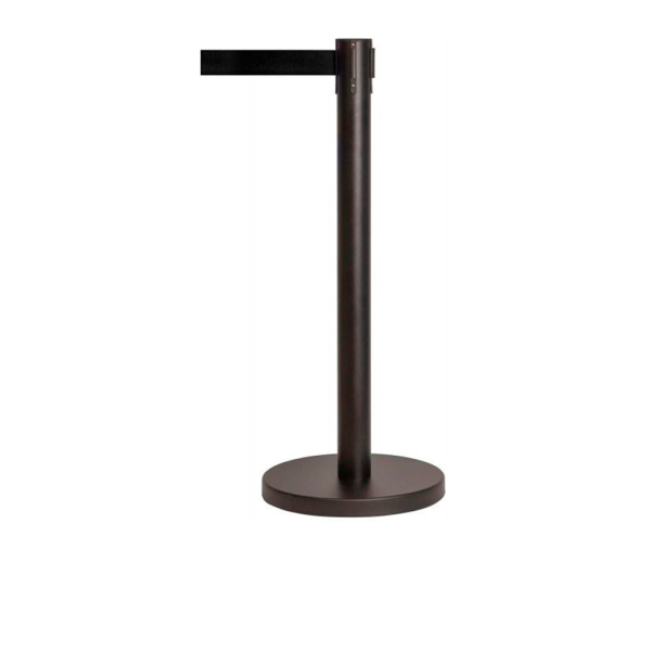 sk_Стойка ограждения с вытяжной лентой 3м-черная, сталь окрашенная черная d-63, основ черное крашенное