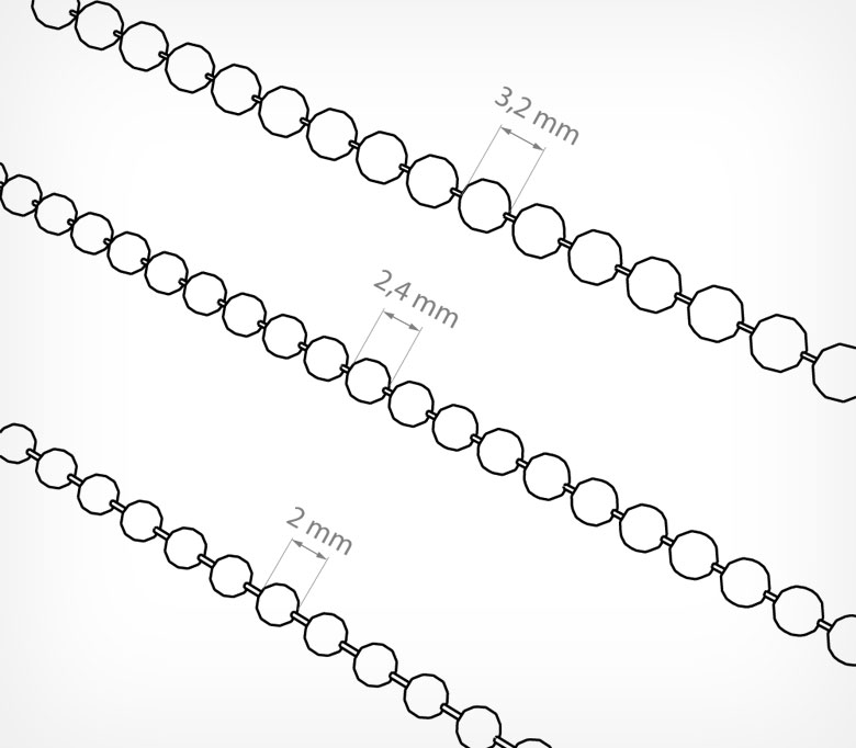 06_Шариковая металлическая цепь 3,2мм в катушках 50 м BALL CHAIN, Серебряный