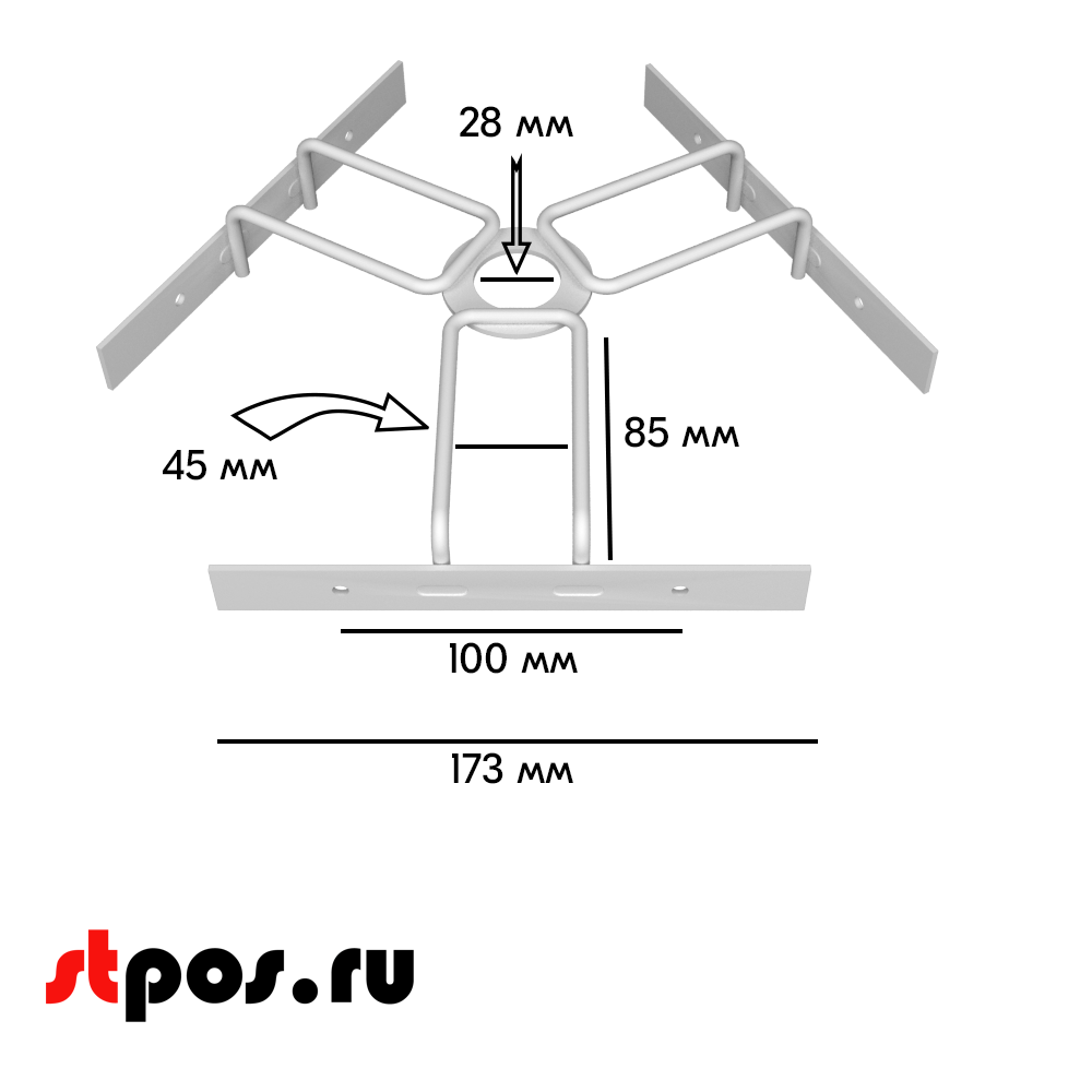 02_Треугольник 370 для крепления дисплеев, RAL9016, Белый