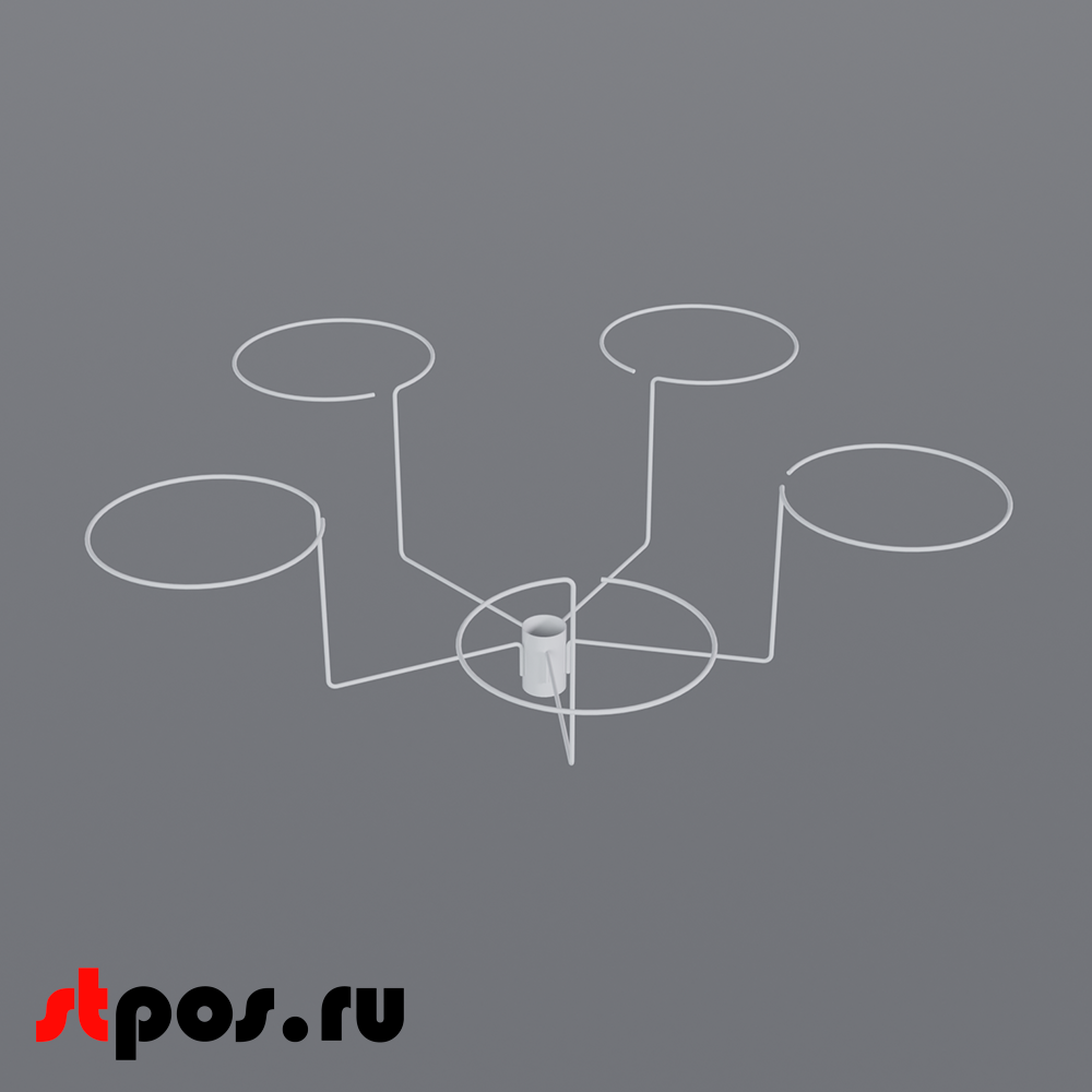 00_Дисплей 5-и рожковый для головных уборов, диаметр 520мм, RAL9016, Белый