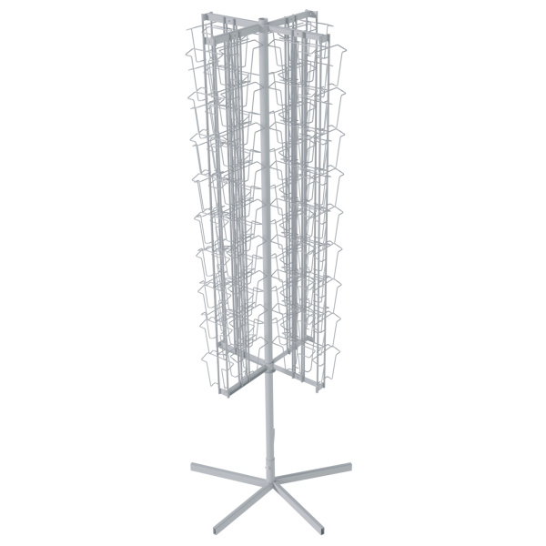 sk_КОМПЛЕКТ Буклетница вращающаяся 108 ячеек для открыток (54А5+54А6),опора 5-и лучевая,RAL9016,Белый