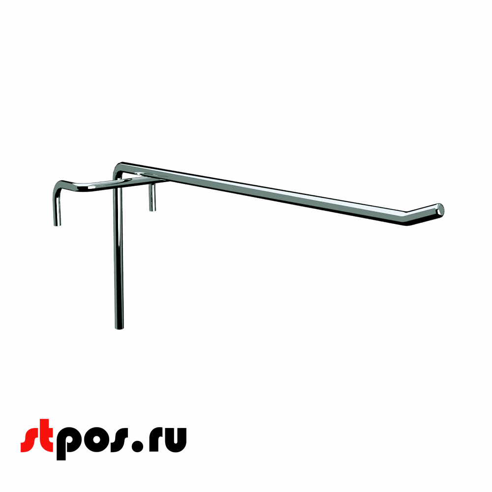00_Крючок одинарный БЕЗ ценникодержателя на сетку 150мм Ø4мм, цинк-хром, шаг 40