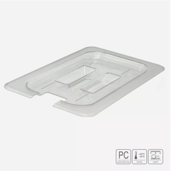 01_Крышка с прорезью для гастроёмкости из поликарбоната 265х162, прозрачная