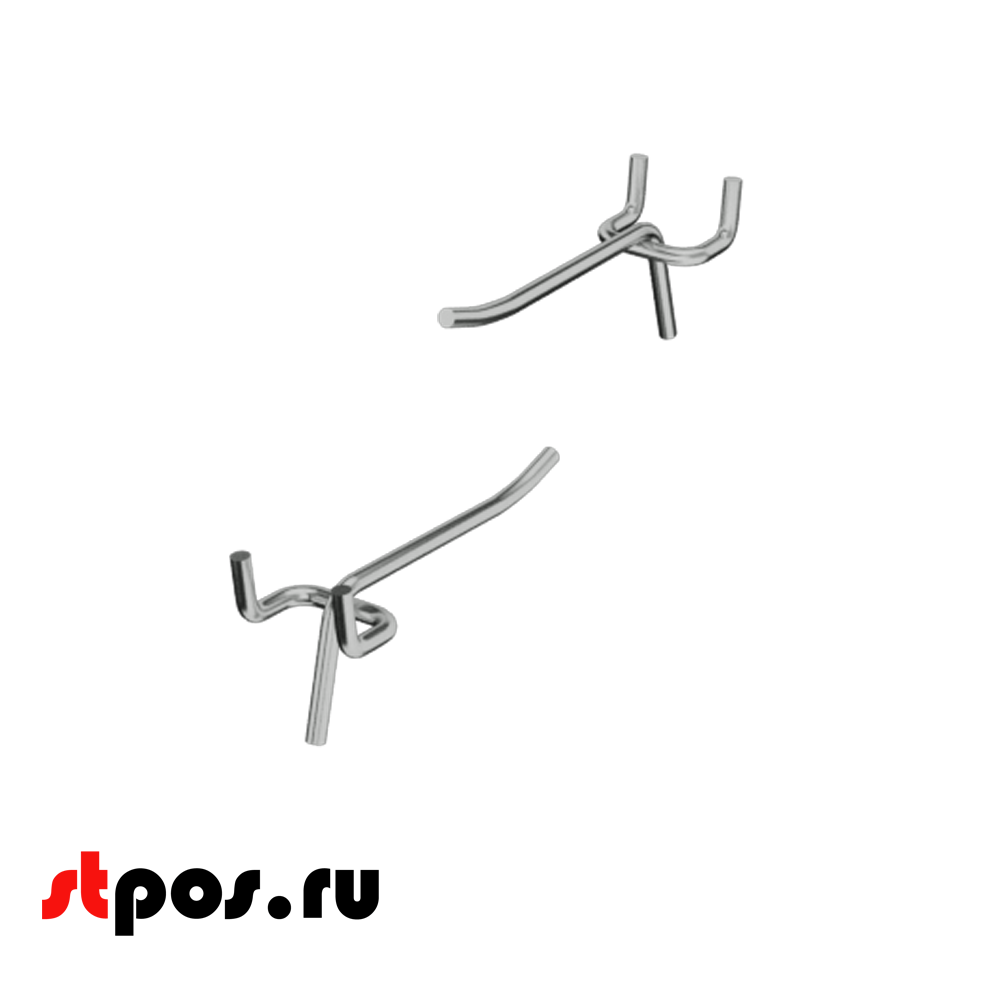 02_Крючок для перфорации одинарный 100мм, хром, d4мм, шаг 25мм