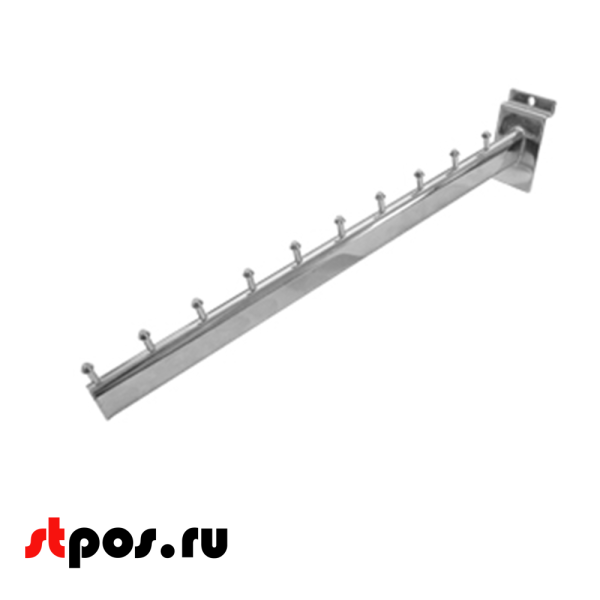 00_Кронштейн для экономпанели наклонный прямой 400мм, 10 штырьков, F 105, хром 