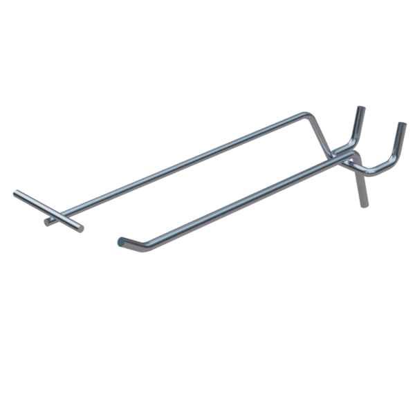 sk_Крючок для перфорации одинарный с ценникодержателем 150мм, цинк-хром, d4/d3мм, шаг 25, BUDGET