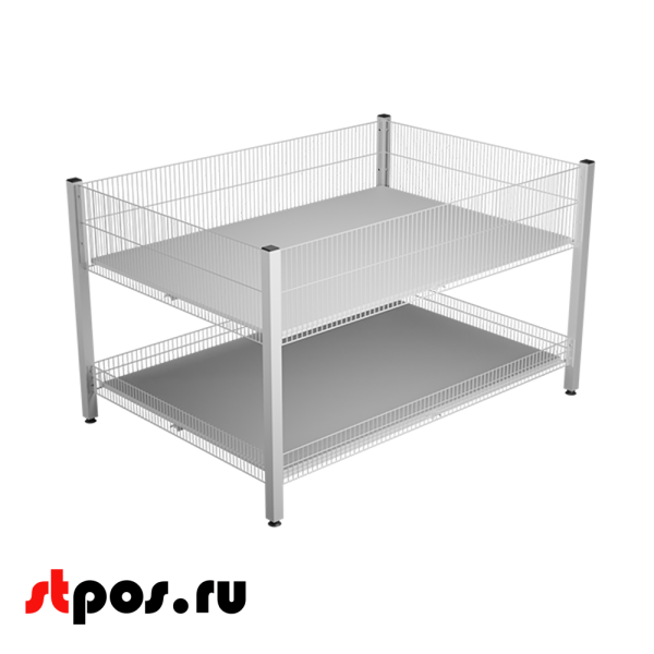 00_Стол для распродаж 2-х ярусный 1200х670х850 мм, Глянец, RAL9016 Белый