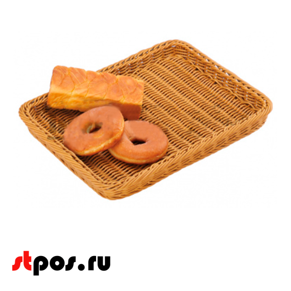 00_Корзинка плетеная, пластикова, плямоугольная, лоза, 450х340х40мм, Светло-коричневый 