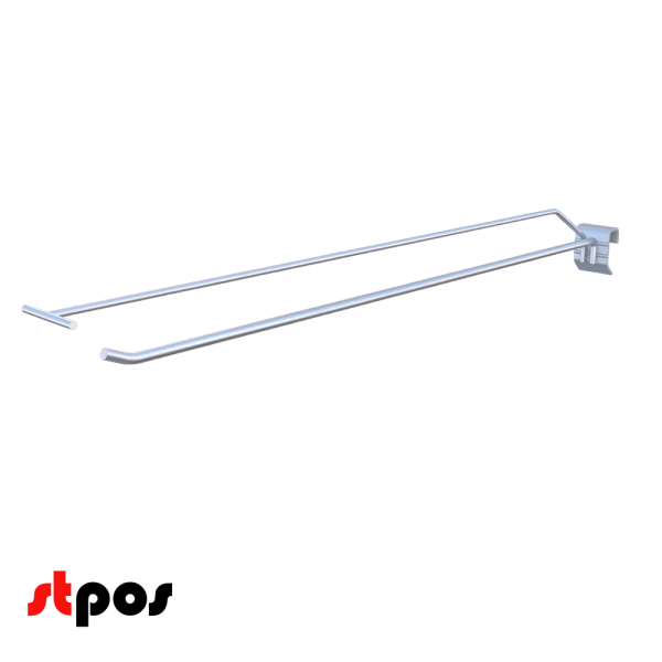 00_Крючок для штанги 30х15 (профиль) одинарный 500мм с ценником, покрытие цинк-хром, d6 d4