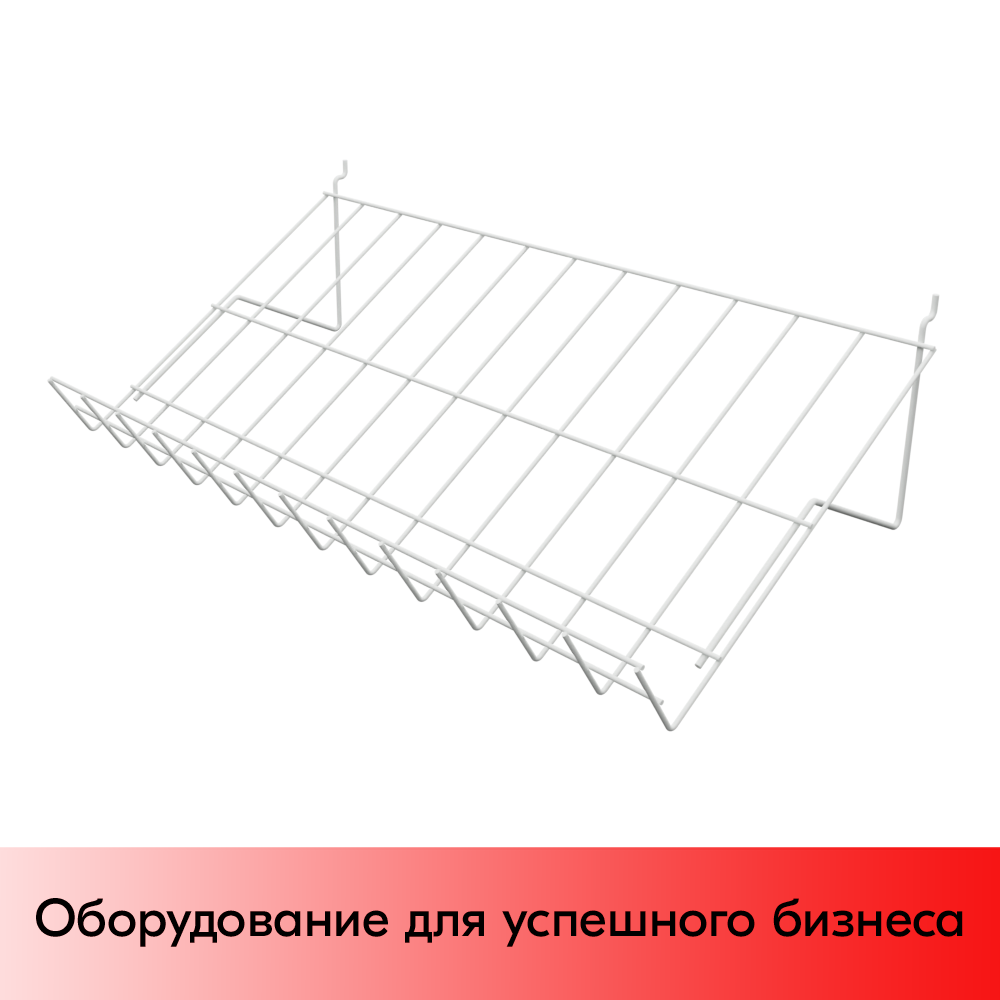 01_Полка для экономпанели наклонная 30° 300х600мм, RAL9003 Белый