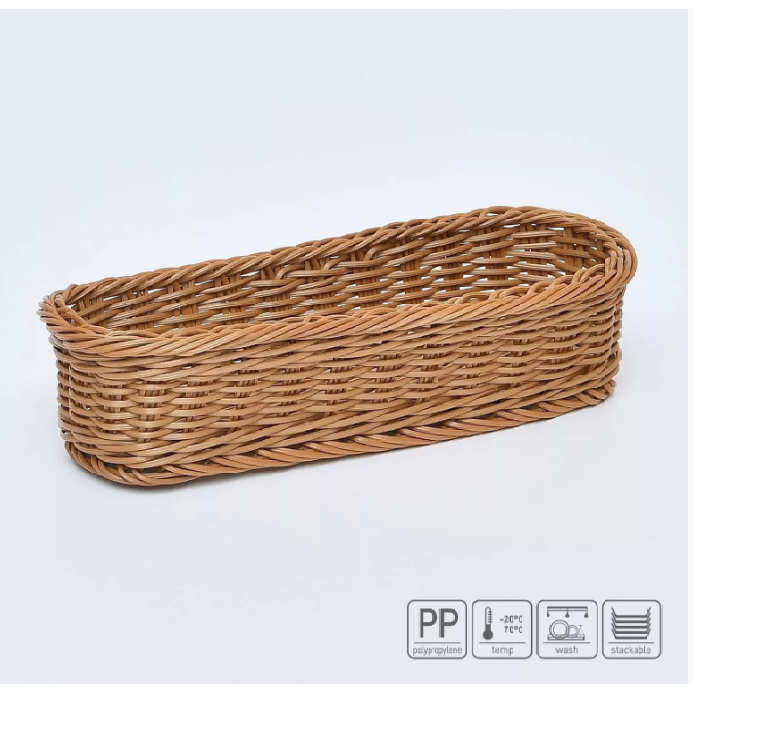 01_Корзина из полиротанга для столовых приборов (280х110х70 мм), цвет коричневый