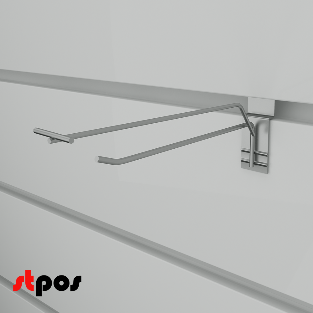 02_Крючок для экономпанели одинарный с ценникодержателем 300мм, d5d4, цинк-хром