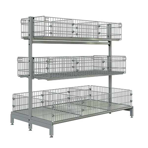 sk_Стол для распродаж 3-х ярусный 1200х800мм, h 1200мм (Отдельно стоящий), Глянец, RAL7015 Серый, сп.цв