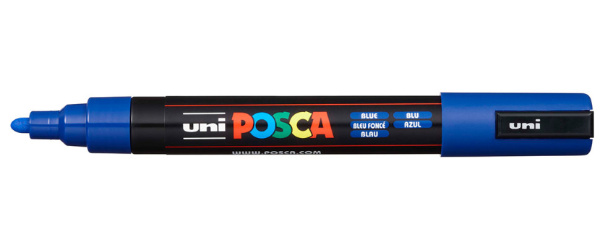 1_Маркер на водной основе POSCA PC-5M, синий (BLUE - 33), 1.8 - 2.5 мм
