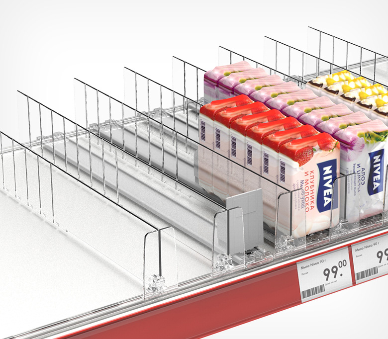 04_Разделитель пластиковый высотой 60мм с передним ограничителем 60мм DIV60-ВT60 285-485мм, Прозрачный
