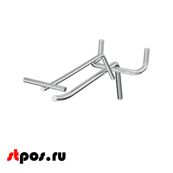 00_Крючок для перфорации одинарный с ценникодержателем 100мм, цинк-хром, d4 d4, шаг 45