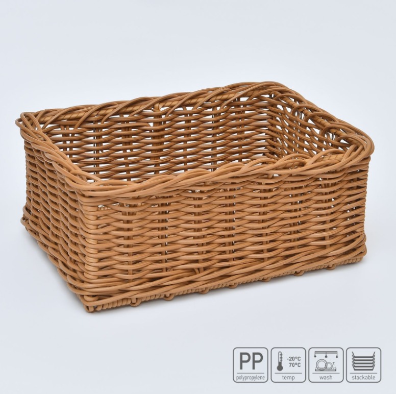 01_Корзина из полиротанга прямоугольная  400х300 ( высота борта 170 мм)