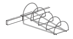 1_Крючок для тарелок для штанги 40х20, d6мм, 4 секции, 400 мм 