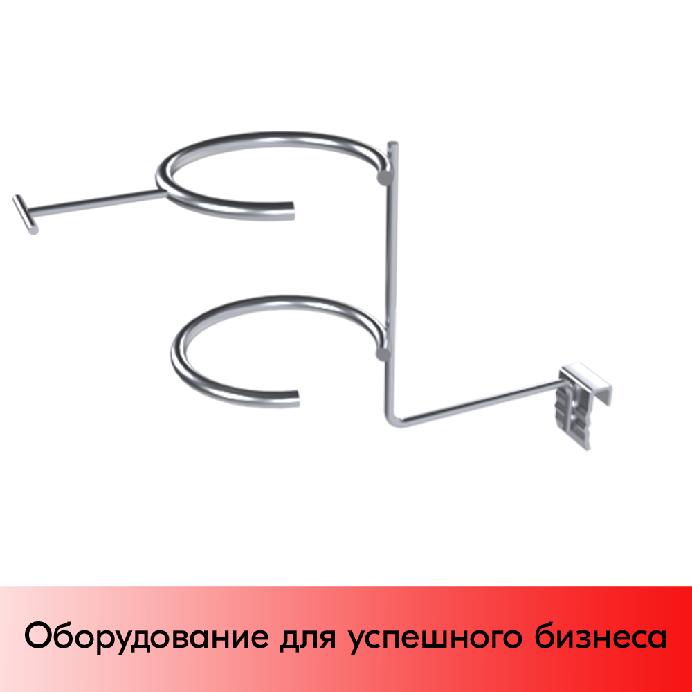 01_Держатель для фенов с ценникодержателем, крепление с зажимом на штангу 30х15 мм, Цинк