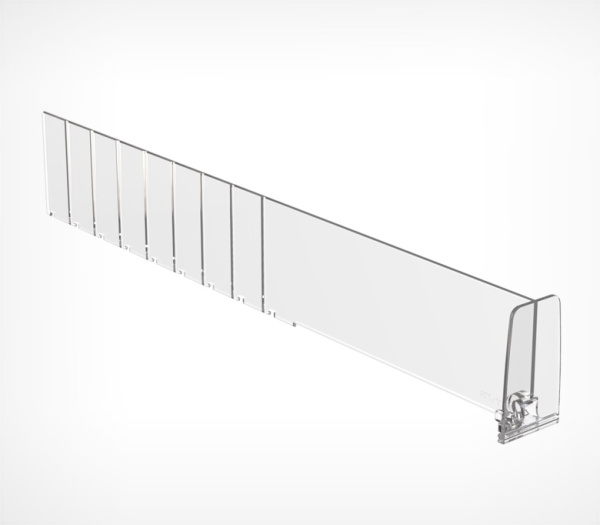 01_Разделитель пластиковый высотой 60мм с передним ограничителем 60мм DIV60-ВT60 285-485мм, Прозрачный